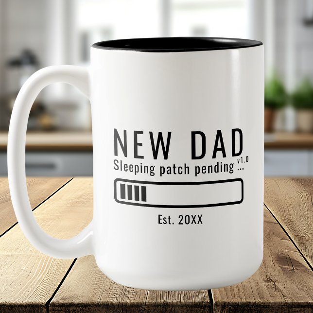 New Dad System Update Sleeping Patch Black Two-Tone Coffee Mug (Creator Uploaded)