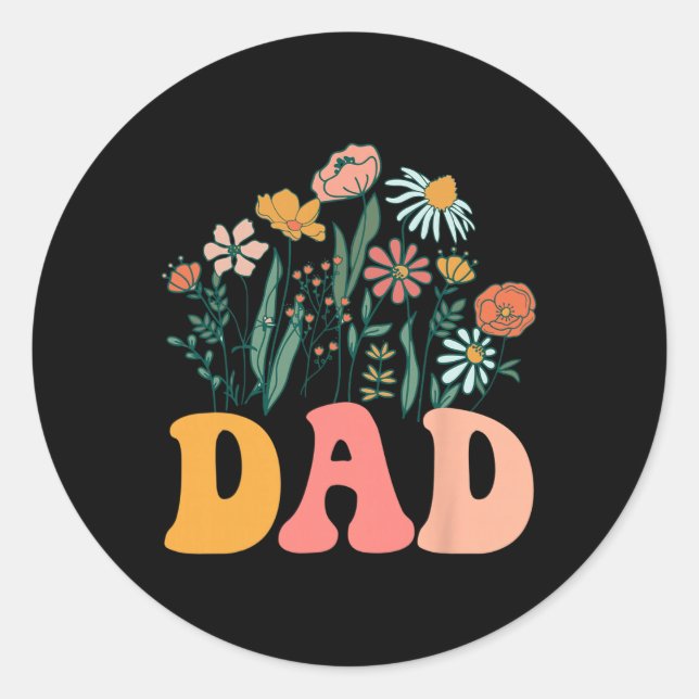 New Dad Wildflower First Birthday &amp; Baby Showe Classic Round Sticker (Front)