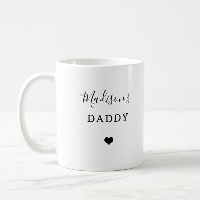 New Daddy - Child's Name with Simple Heart Coffee Mug (Left)