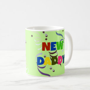 "NEW DADDY" in colorful lettering Mug