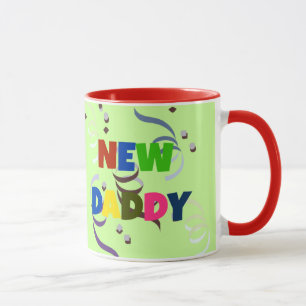 "NEW DADDY" in colourful lettering Mug