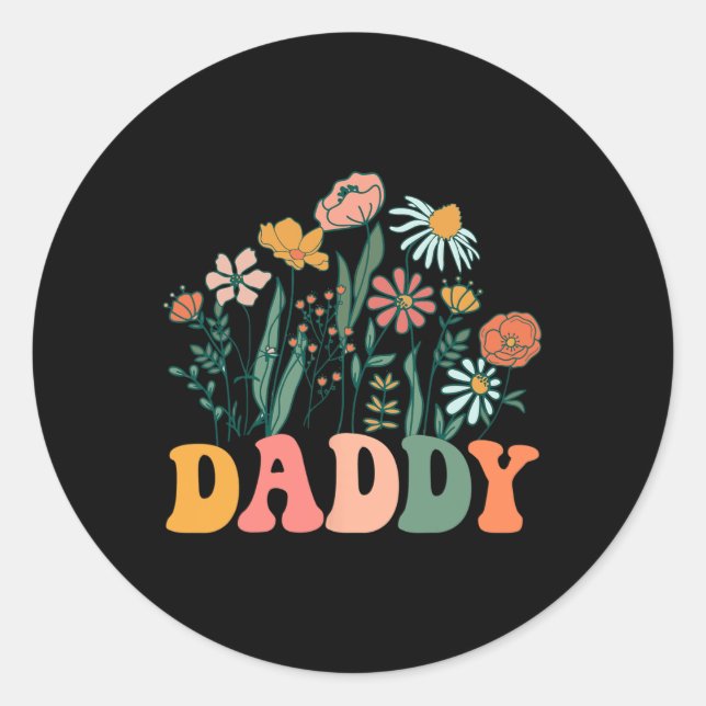 New Daddy Wildflower First Birthday &amp; Baby Sho Classic Round Sticker (Front)