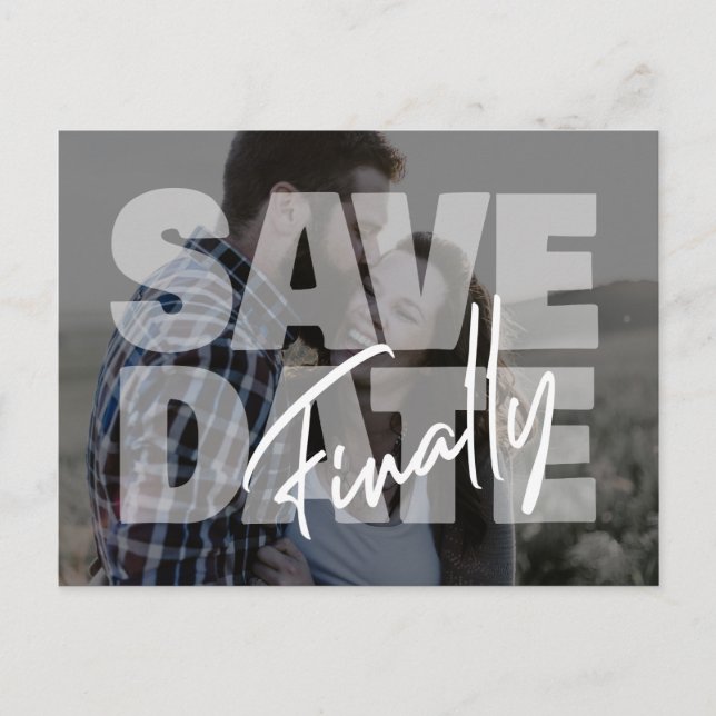 New date wedding photo modern save the date announ announcement postcard (Front)