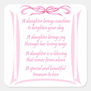 New Daughter Poem Square Sticker