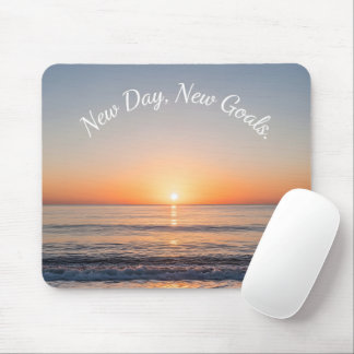 New Day New Goals Beach Sunrise Motivational Mouse Pad
