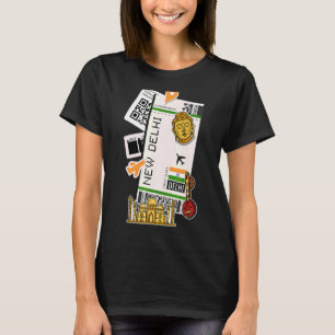 New Delhi Air Ticket Boarding Pass Plane India Tra T-Shirt