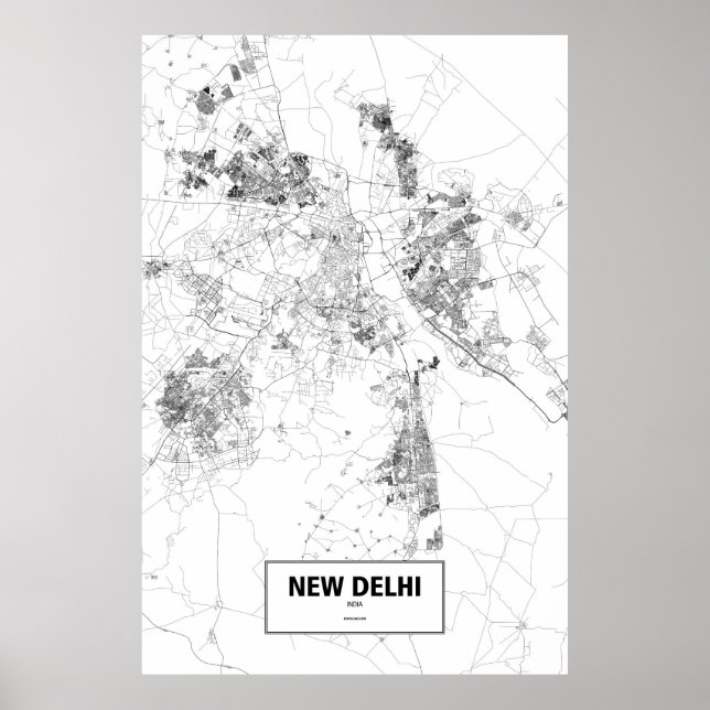 New Delhi, India (black on white) Poster (Front)