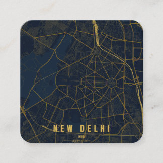 New Delhi India City Map & Custom Text Square Business Card