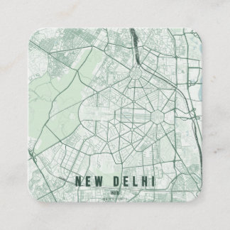 New Delhi India City Map & Custom Text Square Business Card
