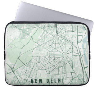 New Delhi India City Map Minimal Design Laptop Sleeve