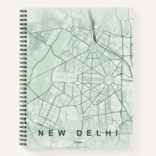 New Delhi India City Map Minimal Design Notebook (Front)