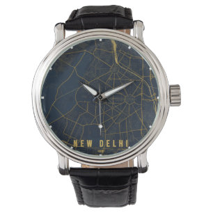 New Delhi India City Map Minimal Watch