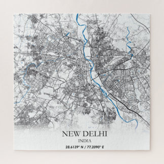 New Delhi India City Map Travel Simple Jigsaw Puzzle