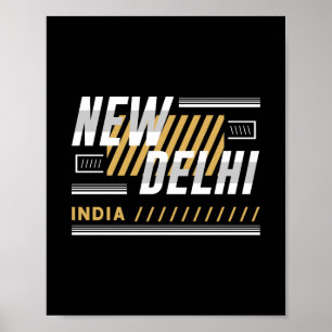 New Delhi India Modern Typography Graphic Design Poster