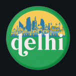 New Delhi India Retro City Skyline Cityscape Art Magnet<br><div class="desc">Vintage and retro city design with beautiful skyline, tourist attraction and cityscape art. Cool skyscraper and building silhouette illustration merchandise for tourist and traveller. Perfect as souvenir to bring back home when travelling all around the world. Save the memory of your travel and vacation with family and friends. Background colour...</div>