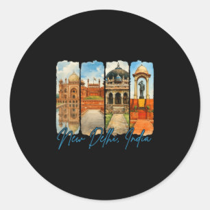 New Delhi India Traveling Trip Brushstroke Souveni Classic Round Sticker