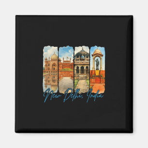 New Delhi India Traveling Trip Brushstroke Souveni Magnet