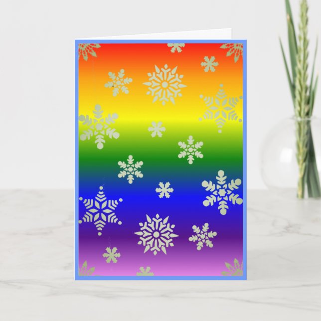 New Design Elegant Gay Christmas Rainbow flag Holiday Card (Front)
