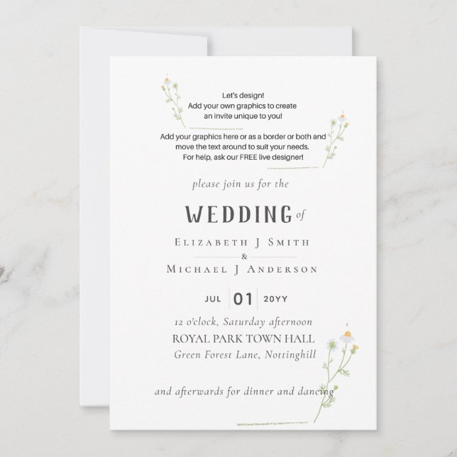 NEW! DESIGN OWN WEDDING INVITE - 5x7 from 2.35 (Front)