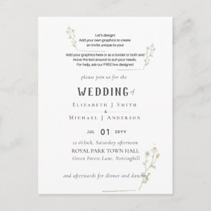 NEW! DESIGN OWN WEDDING INVITE Postcard from 1.10