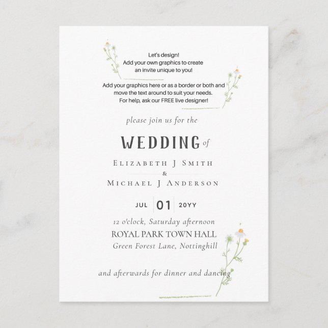 NEW! DESIGN OWN WEDDING INVITE Postcard from 1.10 (Front)
