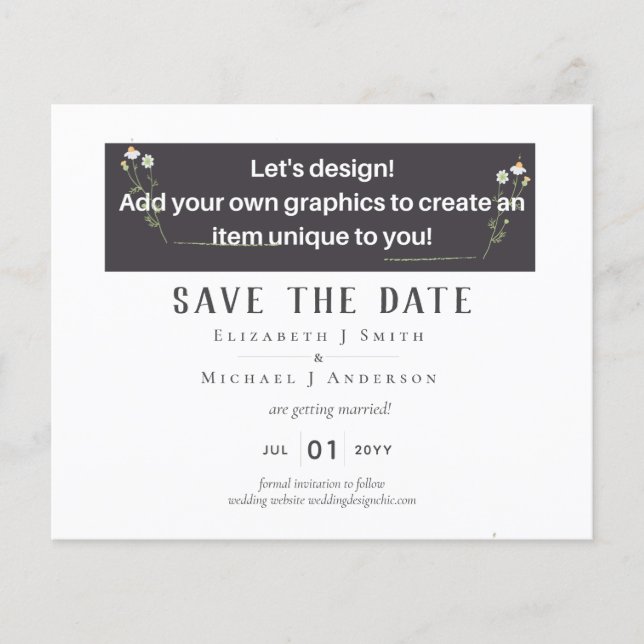 NEW! DESIGN OWN WEDDING Save The Date from 0.50 (Front)