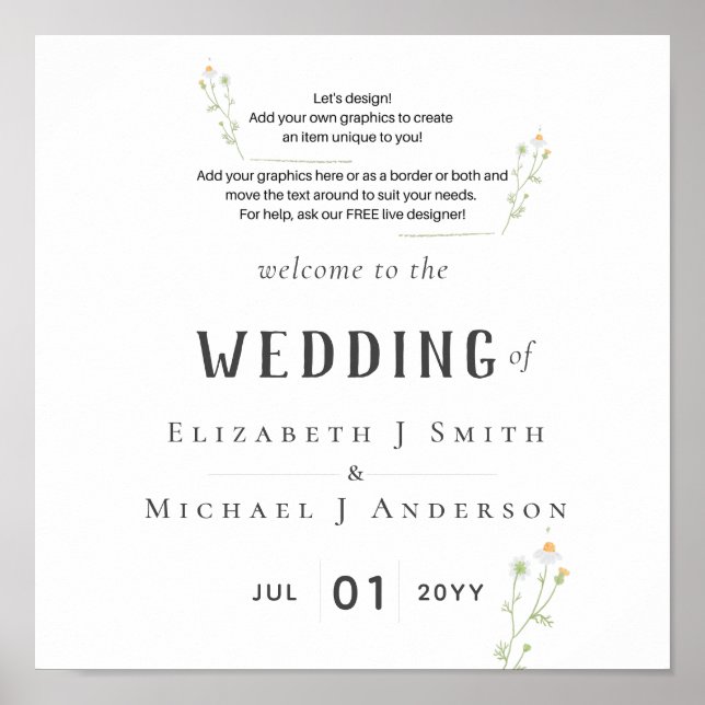 NEW! DESIGN OWN WELCOME WEDDING POSTER Budget (Front)