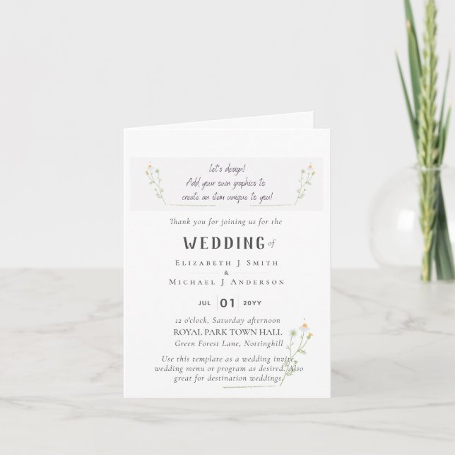 NEW! Design Your Own Wedding Item Note Card (Front)