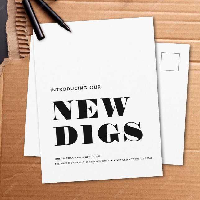 NEW DIGS Simple Modern Minimal Moving Announcement Postcard (Creator Uploaded)