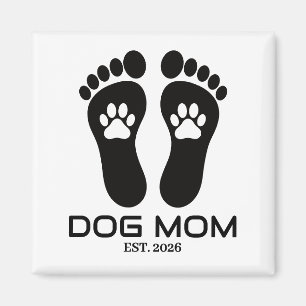 New Dog Mum Paw Prints Bold Est Date Magnet