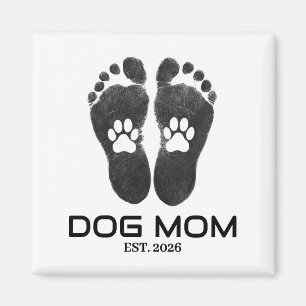 New Dog Mum Paw Prints Bold Est Date Magnet