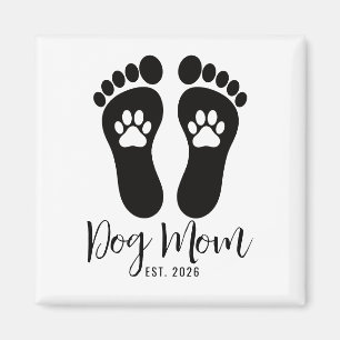 New Dog Mum Paw Prints Script Est Date Magnet