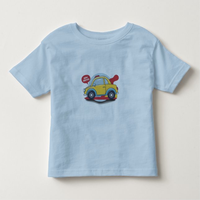 New Driver Cartoon Car T-Shirt (Front)