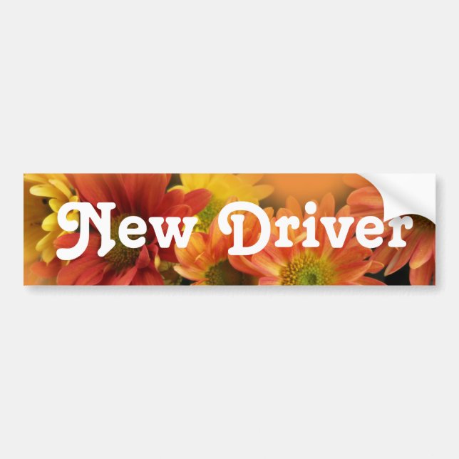 New driver. Colourful daisy flowers Bumper Sticker (Front)