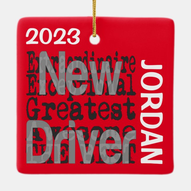 New Driver Extraordinaire CUSTOM Ceramic Ornament (Back)