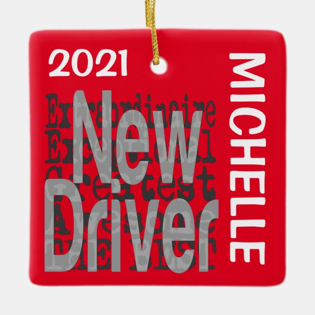 New Driver Extraordinaire CUSTOM Ceramic Ornament (Front)