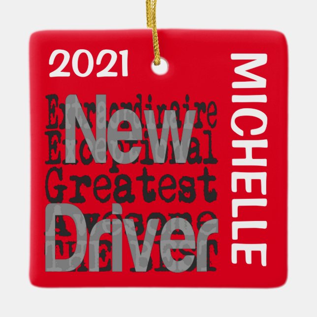 New Driver Extraordinaire CUSTOM Ceramic Ornament (Front)