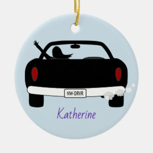 New Driver Female Pink Personalised Ceramic Tree Decoration