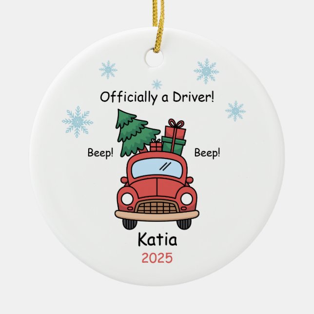 New Driver Ornament, Custom Licensed Driver  Ceramic Ornament (Front)