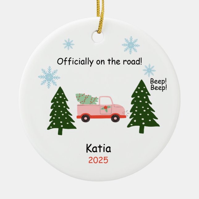 New Driver Ornament, Custom Licensed Driver Gift  Ceramic Ornament (Front)