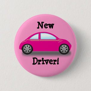 New Driver Pink Car Button