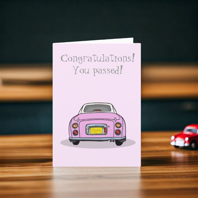 New Driver Pink Driving Test Congratulations Card (Congrats on passing your Driving Test! )