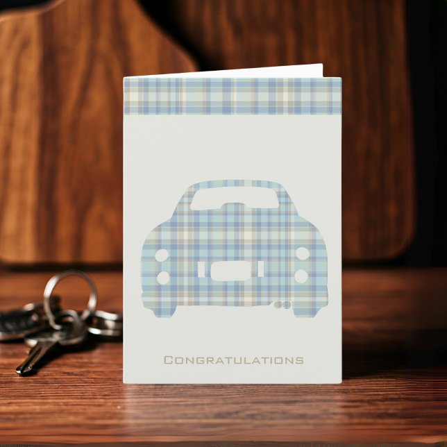 New Driver Tartan Car Shape Congratulations Card (Creator Uploaded)