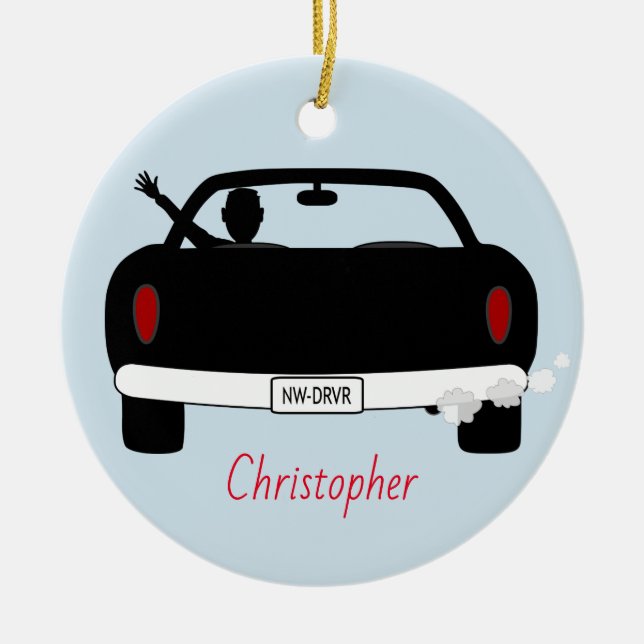 New Driver Teenage Boy Personalised Ceramic Tree Decoration (Front)
