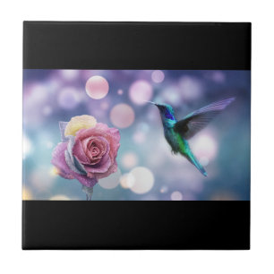 New Eden Hummingbird & Rose Ceramic Tile