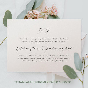 New Elegance Calligraphy Monogram Names Wedding Invitation