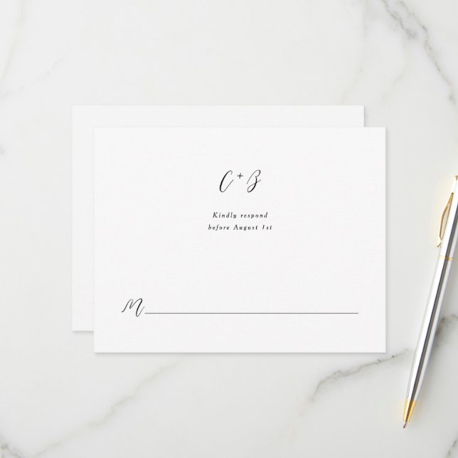 New Elegance Calligraphy Monogram RSVP Card (Front/Back In Situ)