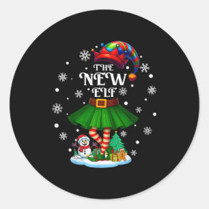 New Elf Squad Xmas Women Girls Mom Christmas Famil Classic Round Sticker