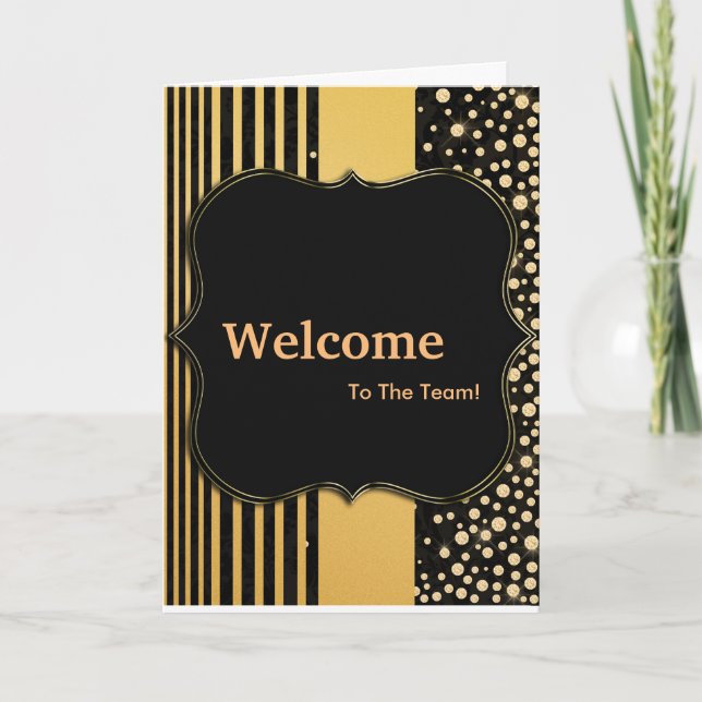 New Employee Welcome Gold Glitter Card (Front)