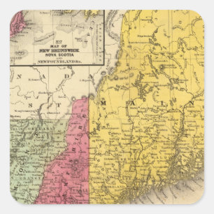New England 3 Square Sticker